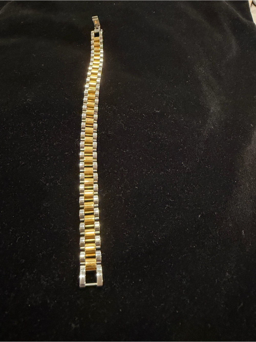 Vintage Two Tone Stainless Steel Watch Link Bracelet